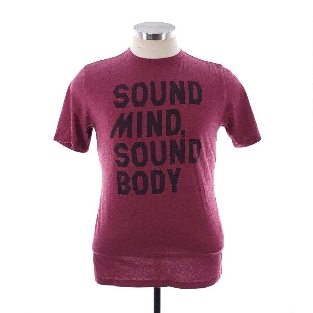 Asics Mens Sz Small Solid Burgundy Short Sleeve Crew Neck Active Gym T-shirt